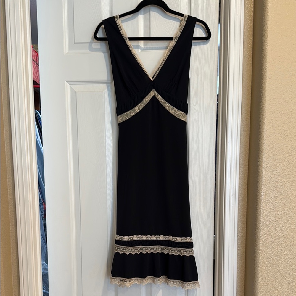 Moda International Black and Tan Ruffled Dress